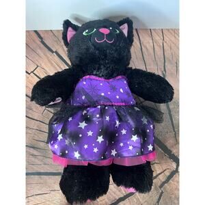 Build a Bear Black Cat in Purple Halloween Tutu Dress